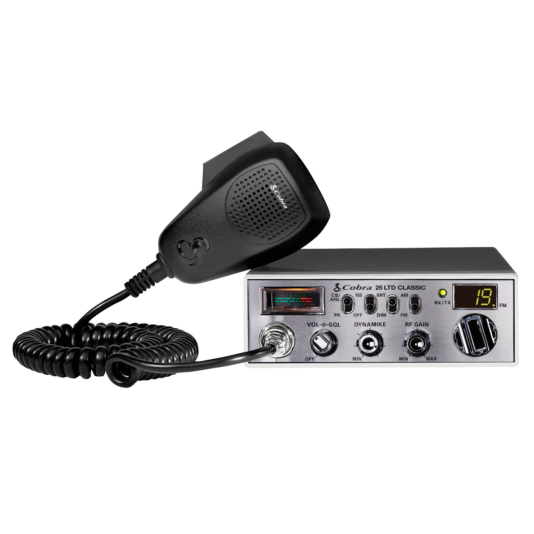 COBRA - C25LTDFM COMPACT AM/FM PROFESSIONAL CB RADIO WITH PA, RF & MIC GAIN